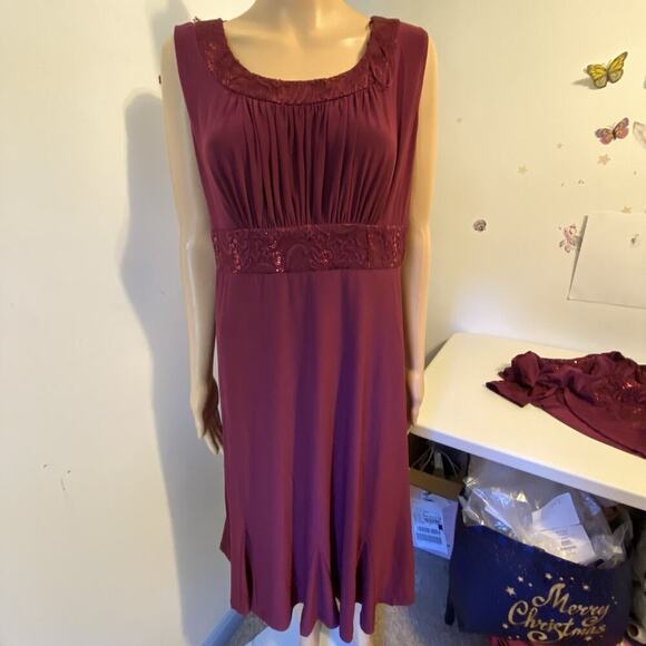 R&M Collection Dress w/Jacket Maroon Lace Sequins Career Formal Evening Sz 12 - Picture 11 of 11